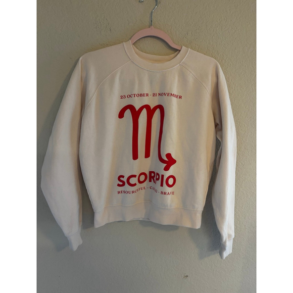 Anthropologie Tops - Women's Anthropologie Scorpio Beige Red Graphic Sweatshirt XXS
